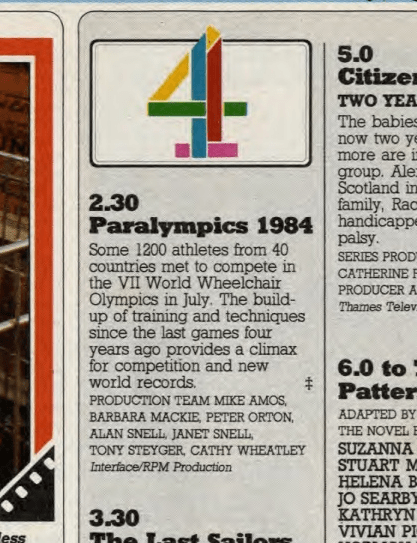 SCAN: TV Times listing for highlights of Paralympics 1984. "Some 1200 athletes from 40 countries met to compete in the VII World Wheelchair Olympics in July. The build-up of training and techniques since the last games four years ago provides a climax for competition and new world records."