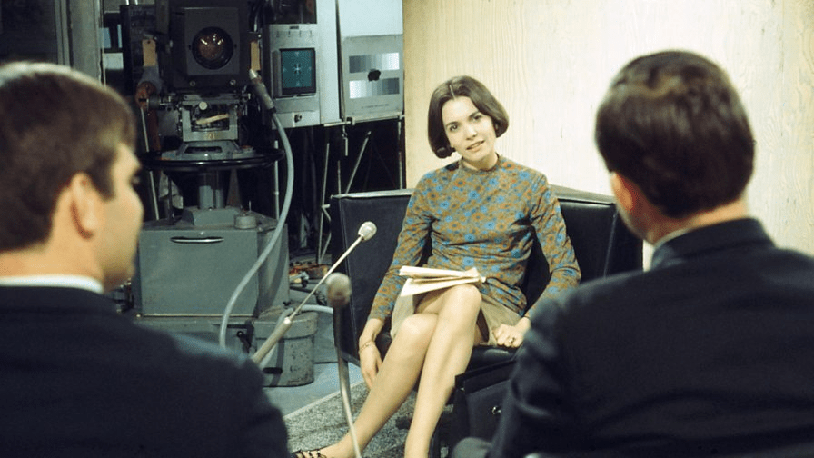 PHOTO: Joan Bakewell conducting a Late Night Line-Up interview